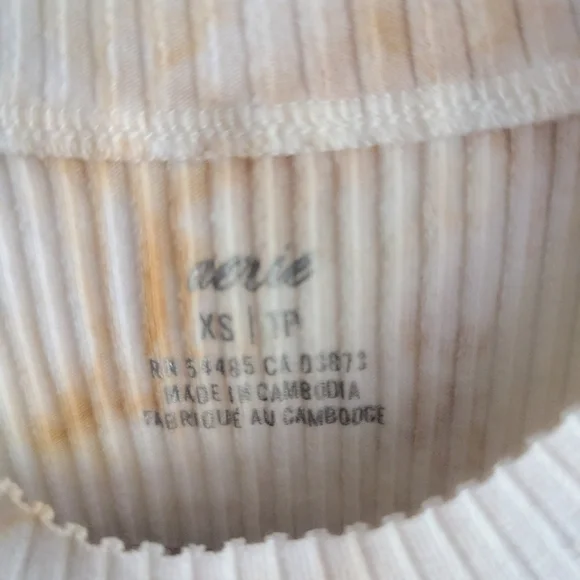 Aerie NWOT Cream Ribbed Tie-dye Crop Tank - Picture 3 of 3
